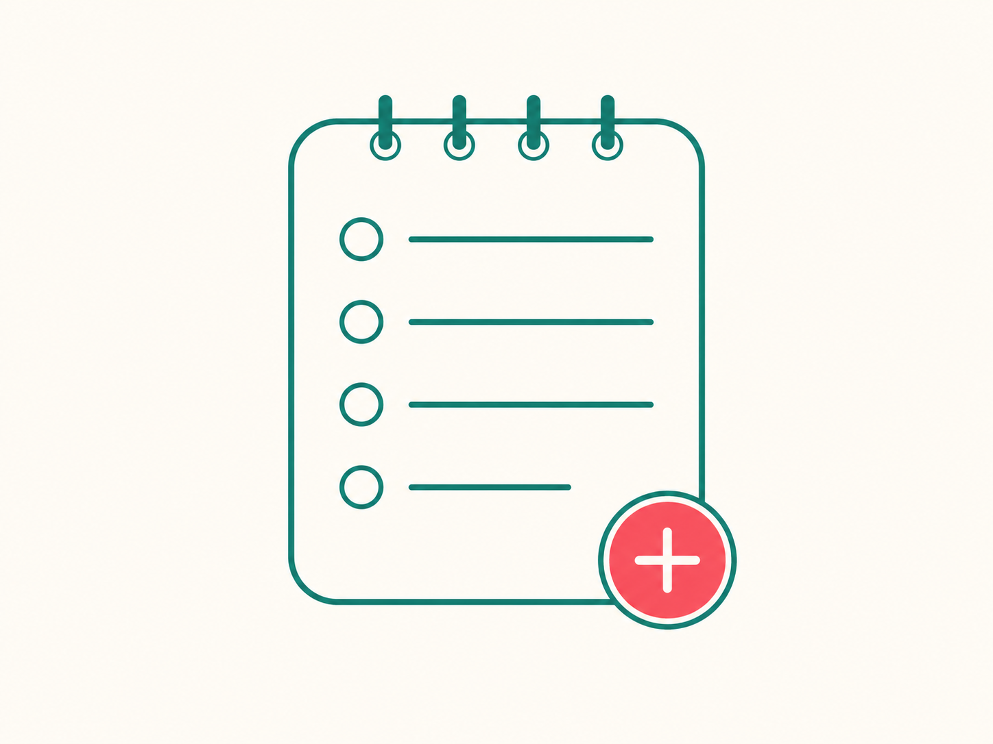 Illustration of a notepad with list lines and a plus button, representing adding custom phrases.